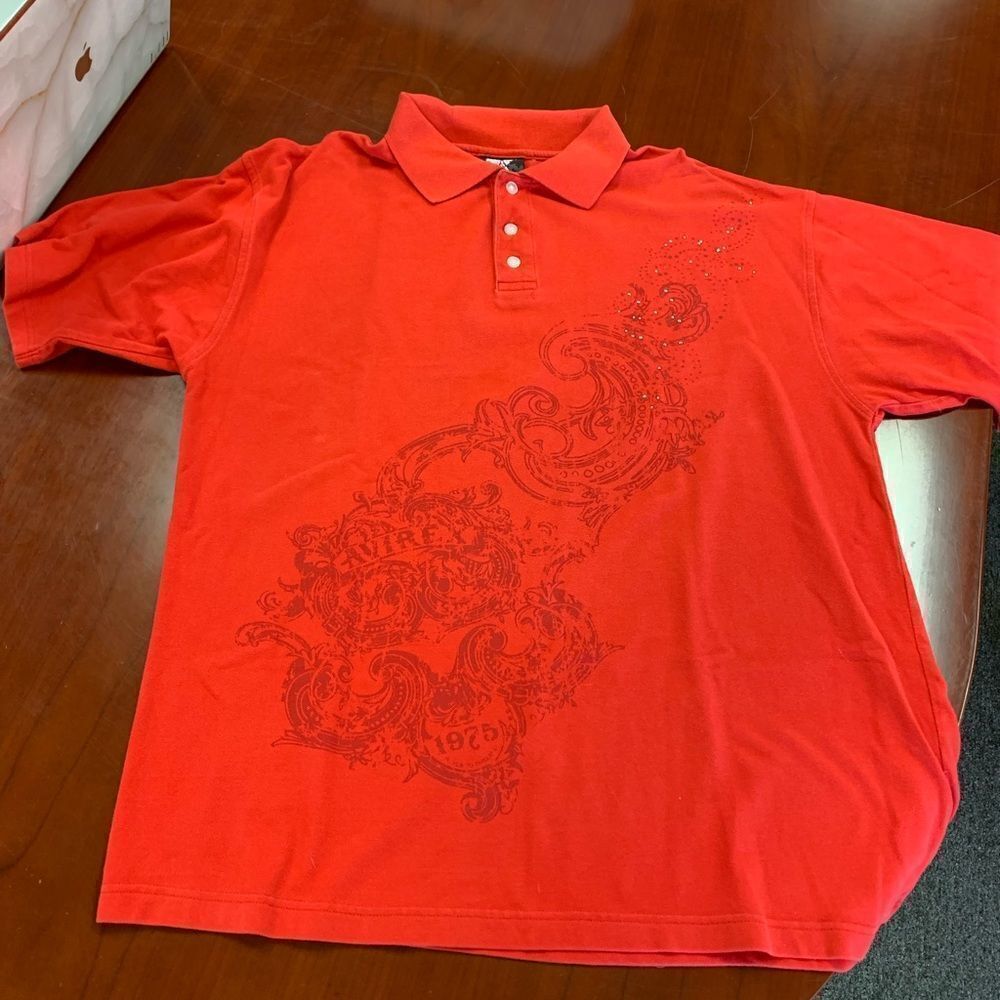 Avirex Red Graphic Polo Shirt sz XXL